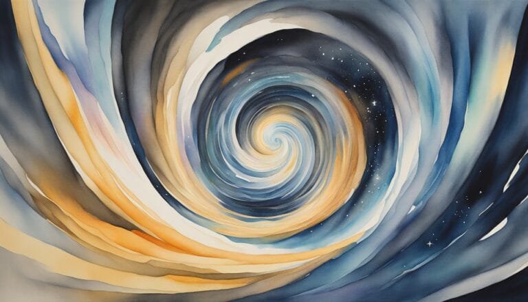 Colorful abstract watercolor spiral painting.