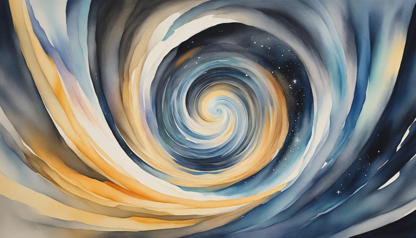 Colorful abstract watercolor spiral painting.