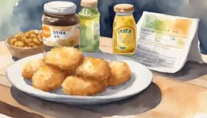 Watercolor illustration of fried food and cooking oils.