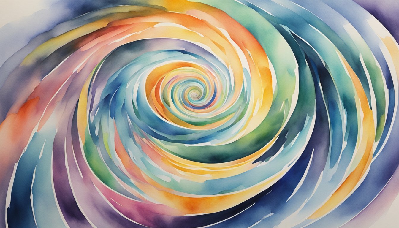 Colorful watercolor spiral abstract painting.