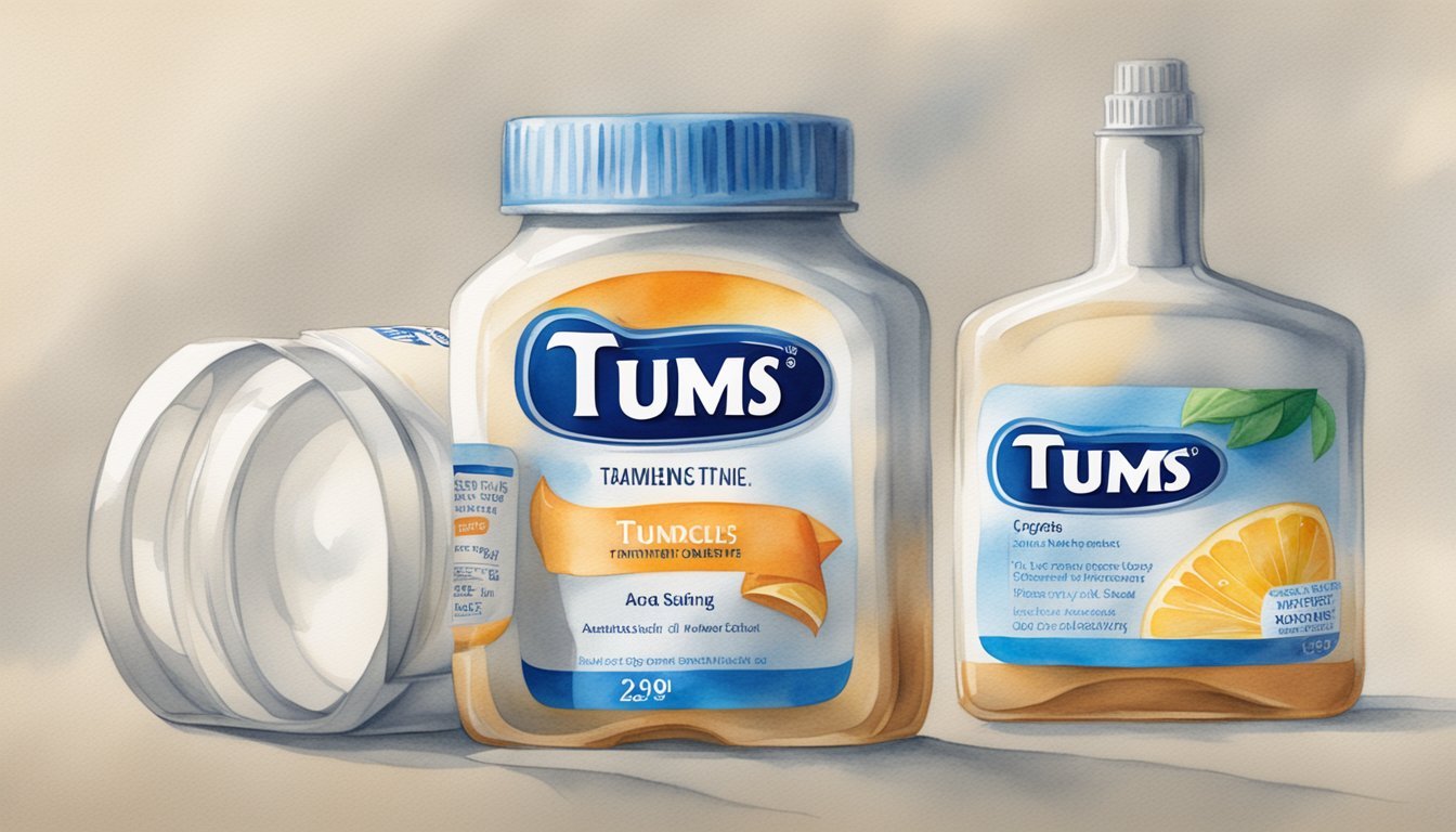 Illustration of Tums antacid bottles with lemon flavor.