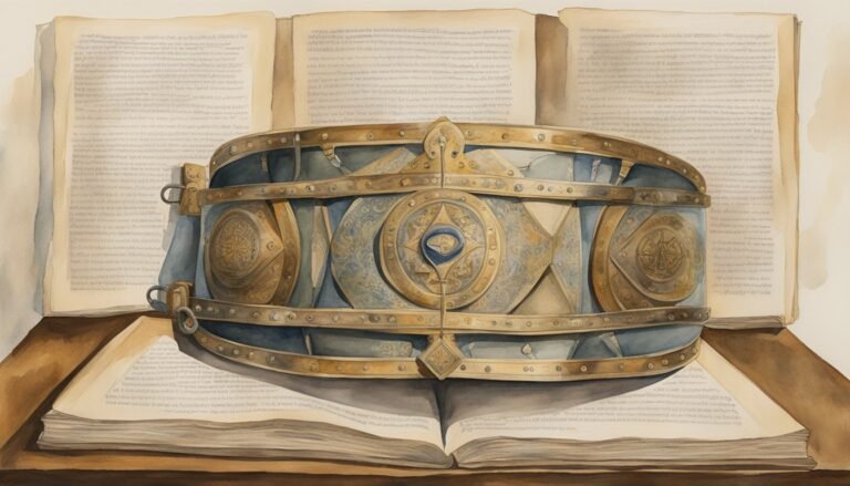 Watercolor painting of ornate crown on open ancient books.