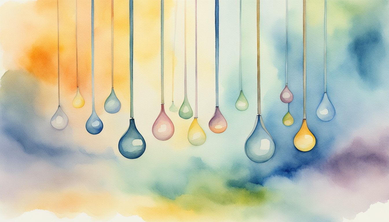 Colorful watercolor droplets on soft gradient background.