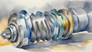 Watercolor painting of abstract mechanical gears.