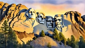 Sunset over Mount Rushmore National Memorial artwork