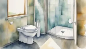 Modern bathroom with shower and toilet illustration