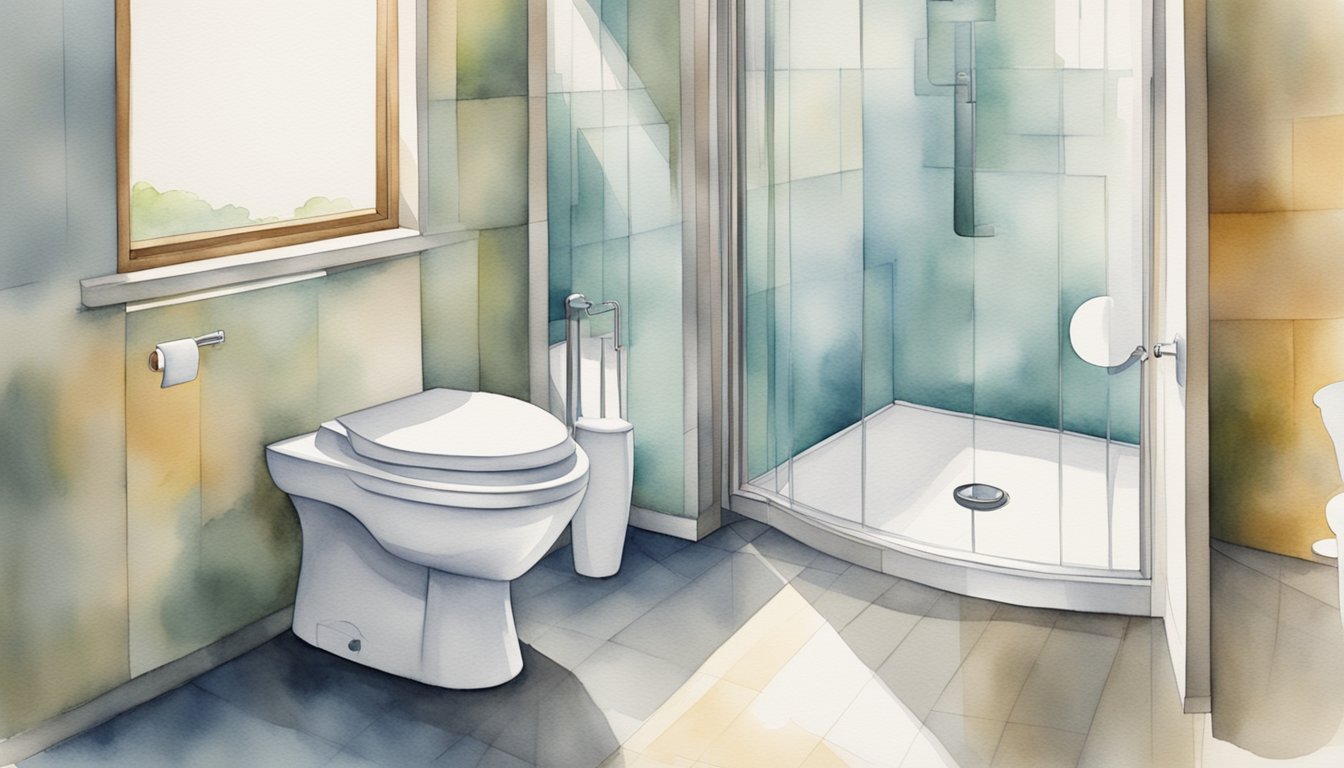 Modern bathroom with shower and toilet illustration