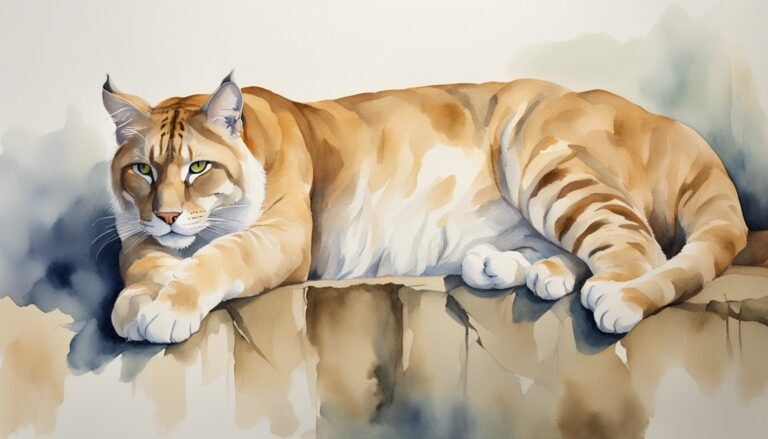 Watercolor painting of a lounging tiger.