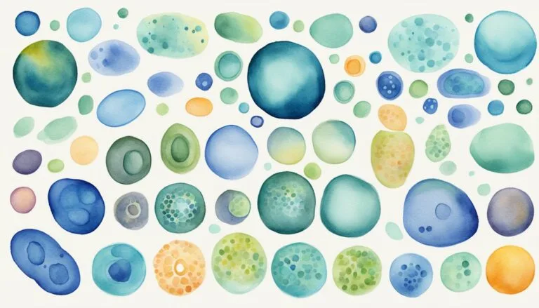 Colorful watercolor circles pattern in various hues.