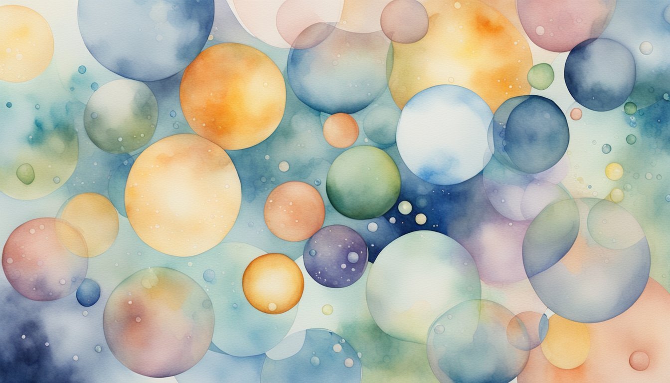 Colorful watercolor circles blending abstract background.