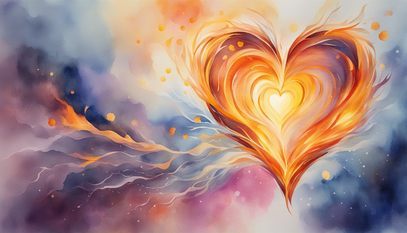 Colorful watercolor painting of abstract heart.