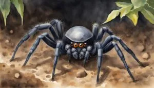 Detailed watercolor painting of a large spider.