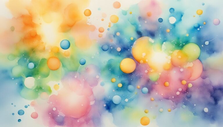 Colorful abstract watercolor painting with vibrant bubbles.