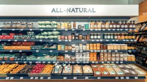 the naturalistic fallacy - organic supermarket shelf