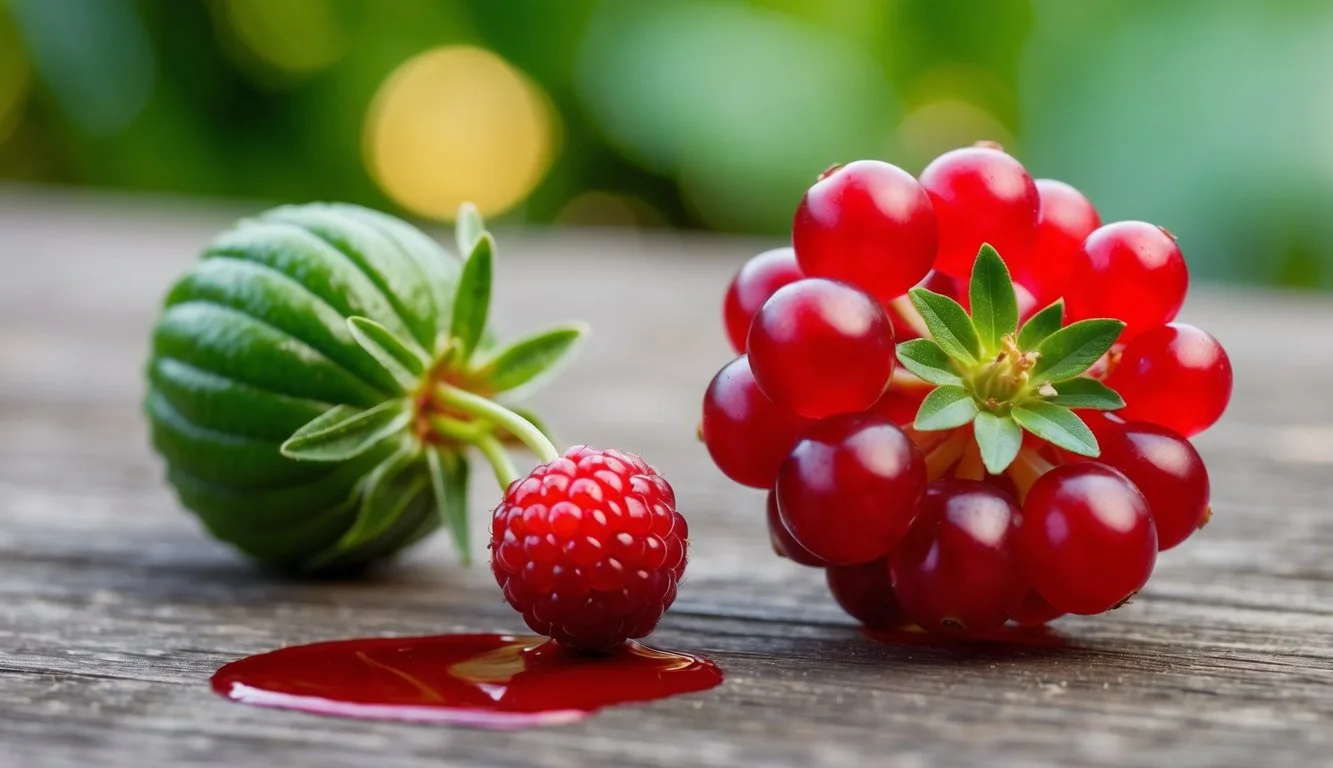 A vibrant GlucoBerry being drained of its red blood sugar by a smaller GlucoBerry