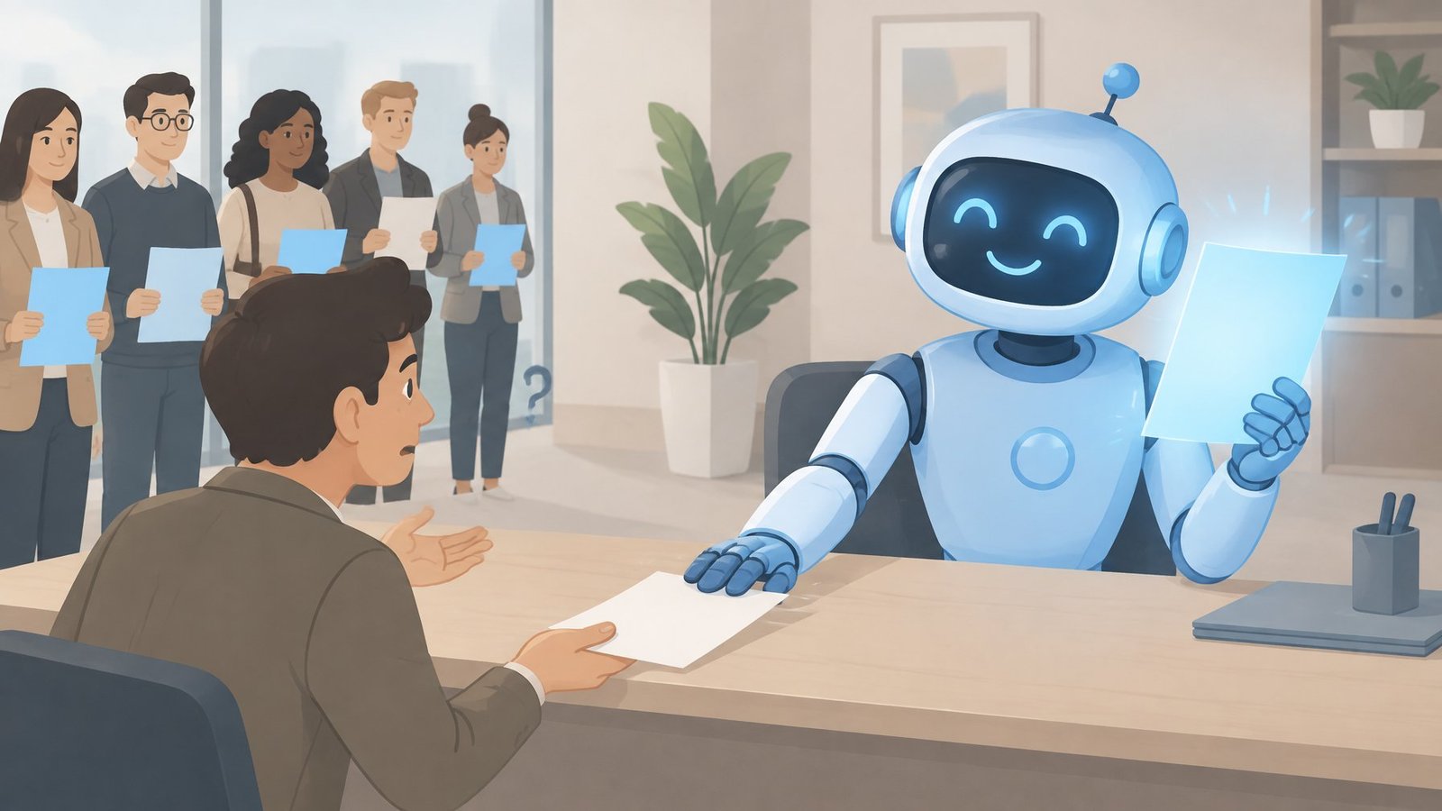 A robot recruiter favours a paper matching its own colour over one from a human applicant.
