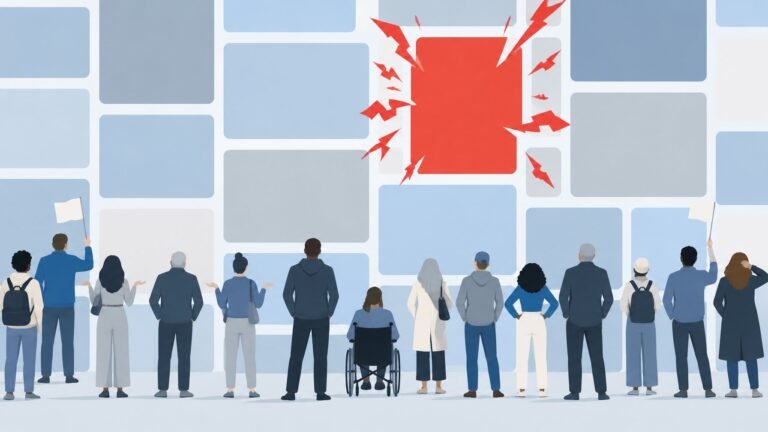A crowd mostly shrugging at an angry red post in a giant social media feed.